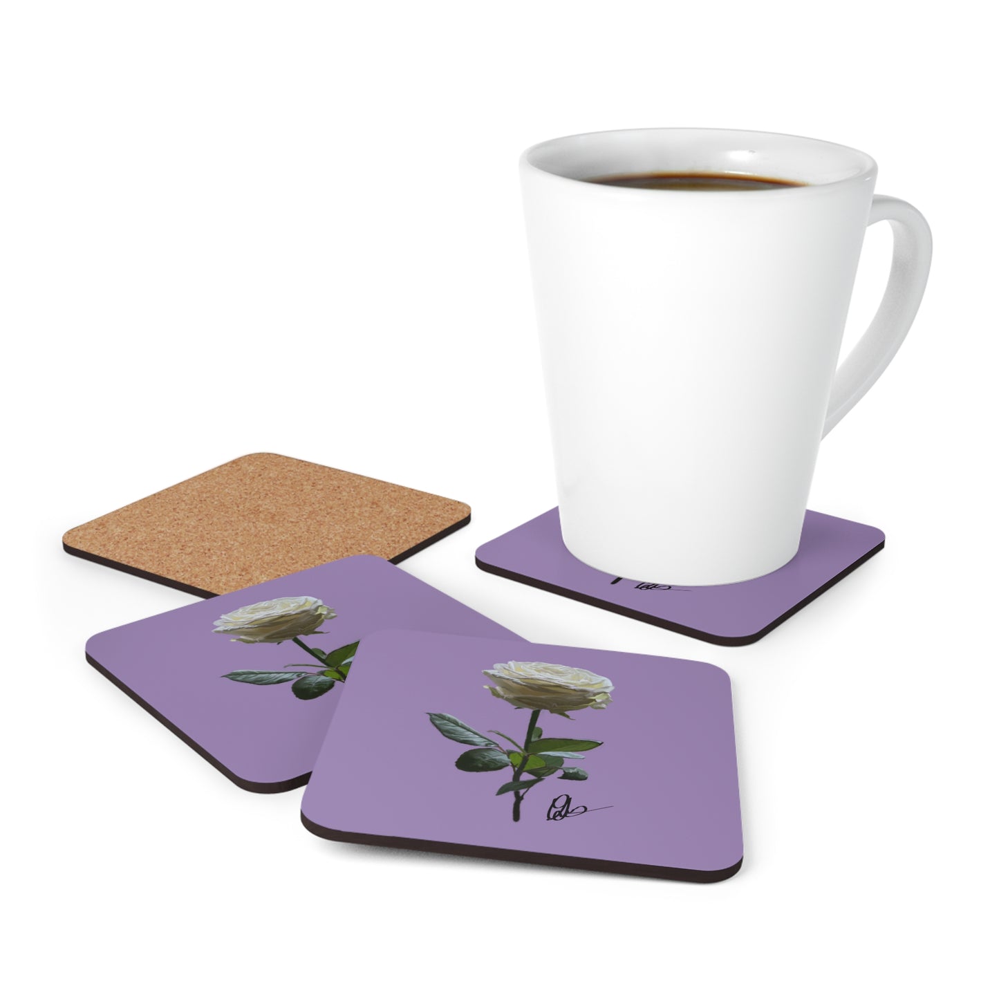 White Rose Coaster Set