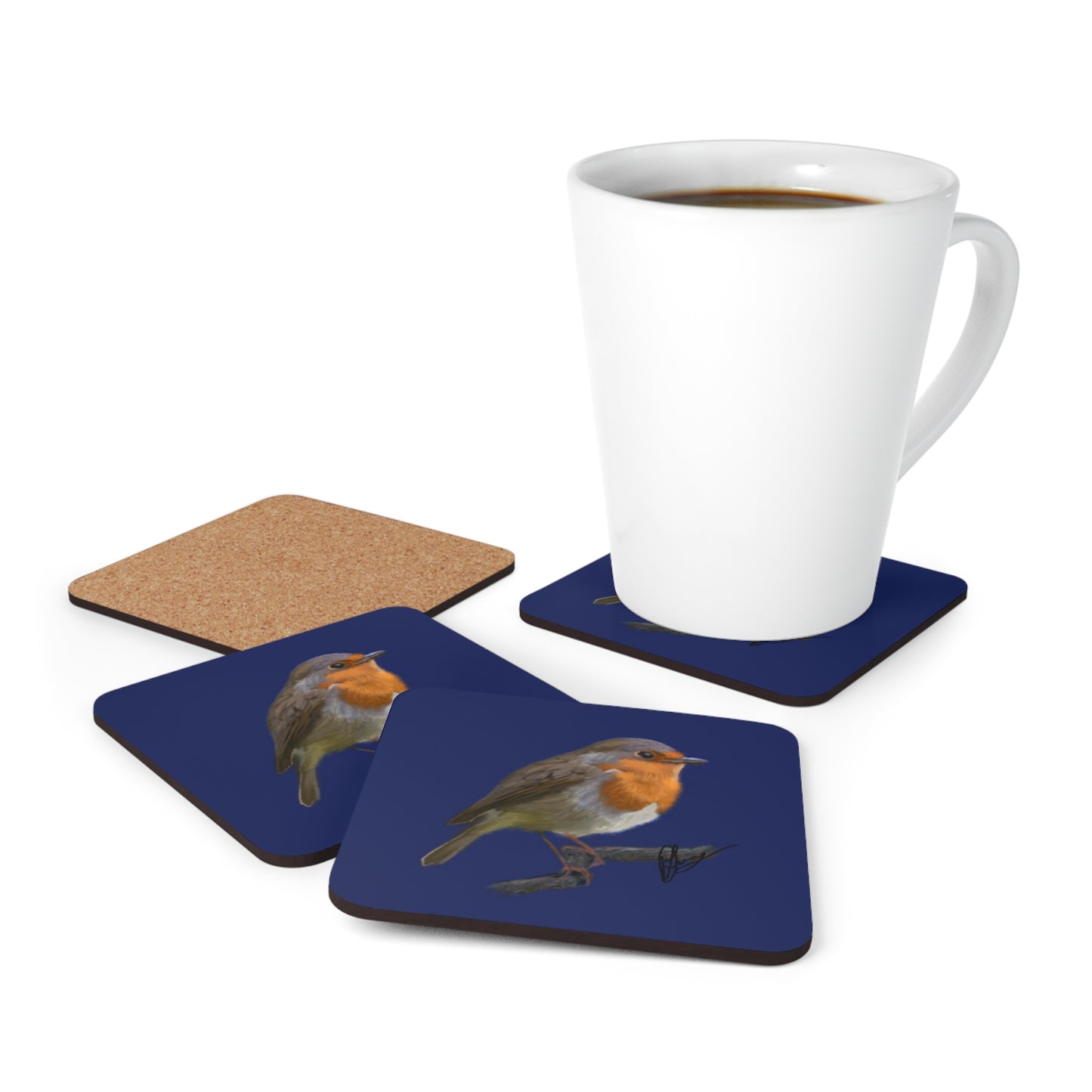 Navy Robin Coaster Set