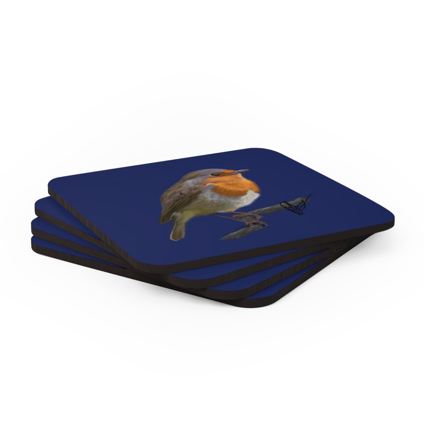Navy Robin Coaster Set