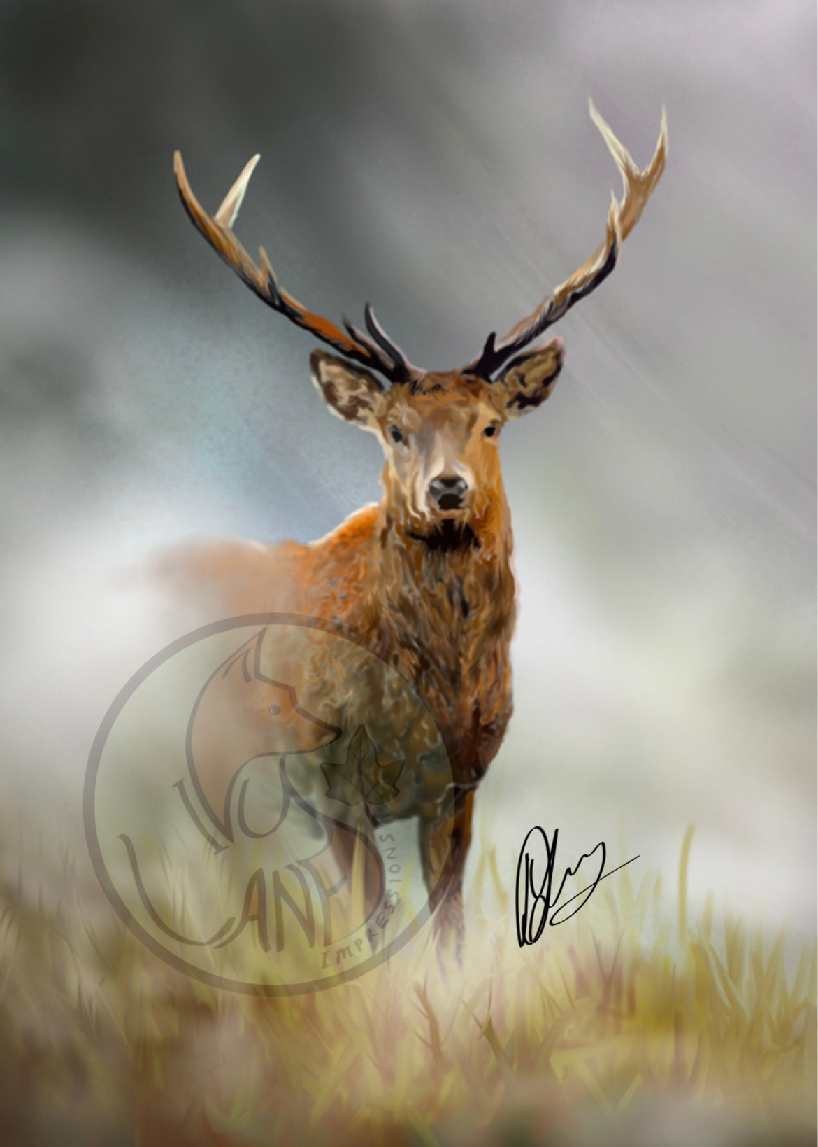 Stag in Mist Print