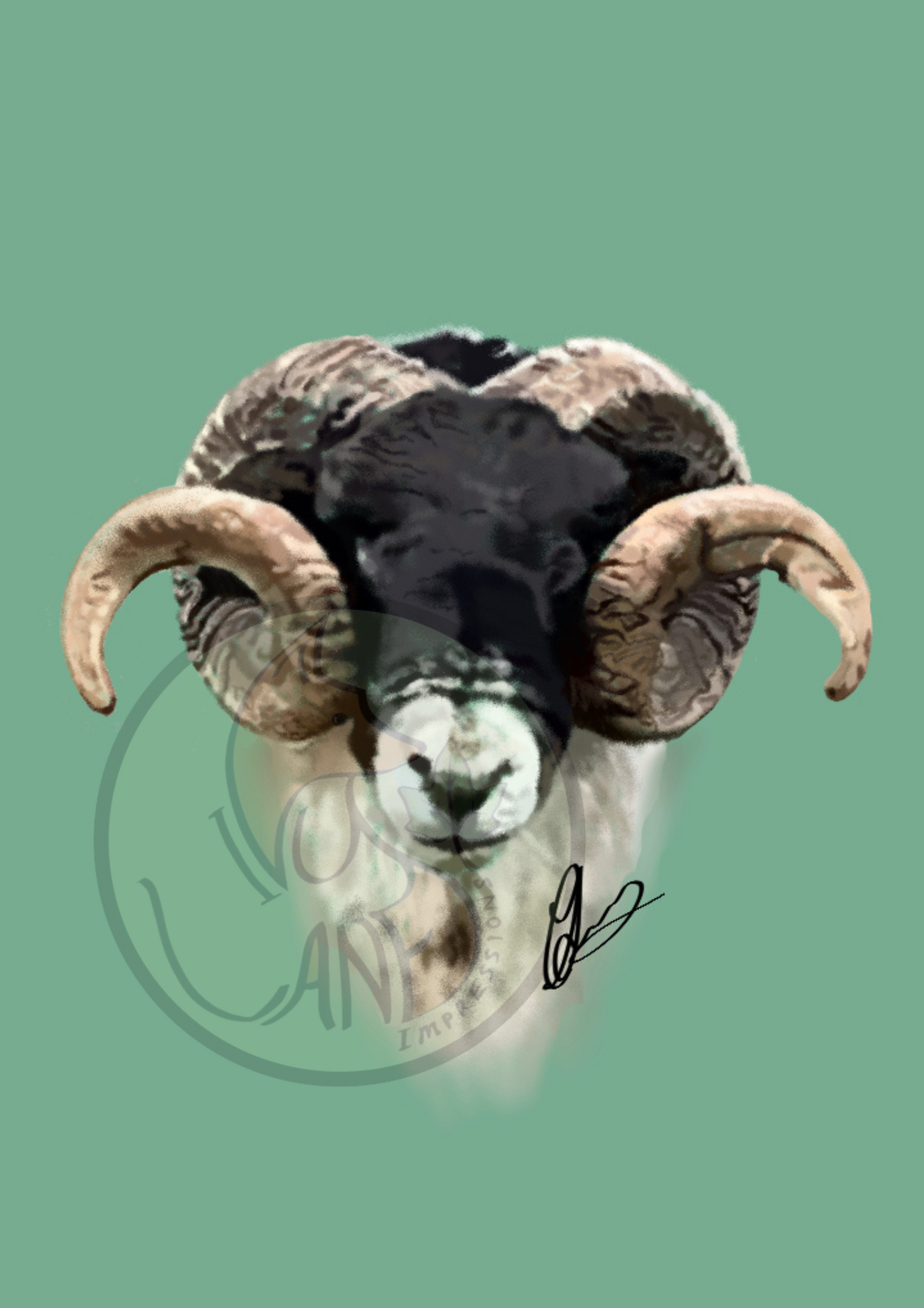 Green Ram Print